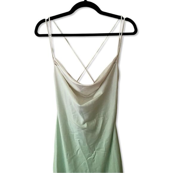 Michael Costello x Revolve Porter Dress in mint ombré satin slip midi sz S - Picture 6 of 13
